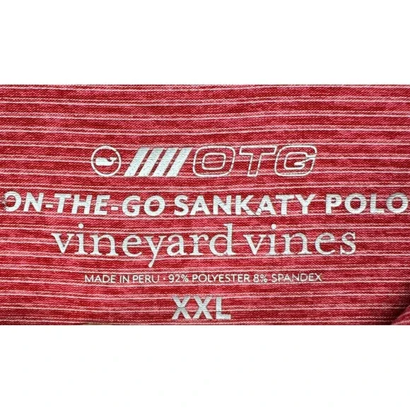 Vineyard Vines On The Go Shirt Sankaty Polo Mens 2XL Red Stripes Stretch Rugby